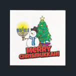 Merry Chrismukkah with Snowman and Menorah Napkins<br><div class="desc">Add our fun,  Snowman,  Menorah and Christmas tree designs to your Chrismukkah party this year.</div>