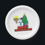 Merry Chrismukkah with Snowman and Menorah Paper Plates<br><div class="desc">It's a true Chrismukkah for 2019! Christmas and Hanukkah fall over the same week! Add these fun interfaith (Hanukkah and Christmas) paper plates to your Chrismukkah celebrations this year. If you celebrate the holidays together, these are a nice touch. This is our design and you won't find it anywhere other...</div>
