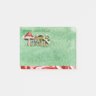 Merry ChrisMUSH Cartoon Mushrooms Post-it Notes