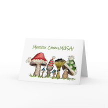 Merry ChrisMUSH Christmas Mushrooms Cartoon