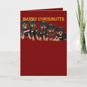 Merry Chrismutts Christmas Holiday Puppies Festive Card