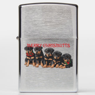 Merry Chrismutts Christmas Holiday Puppies Festive Zippo Lighter