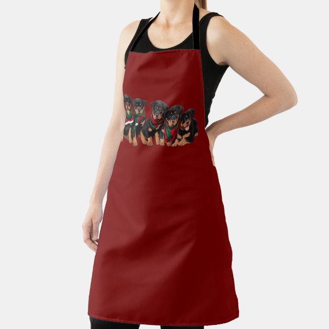 Merry Chrismutts Rottweiler Puppies Wearing Scarf Apron (Insitu)