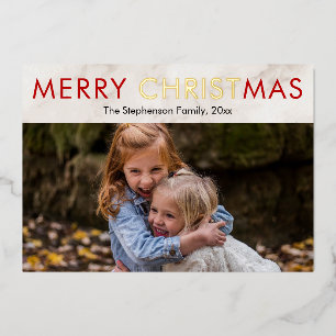 Merry Christ in Christmas Christan Photo Foil Holiday Card