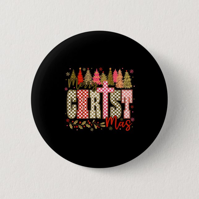 Merry Christ Jesus Christmas Holiday Christian God Button (Front)
