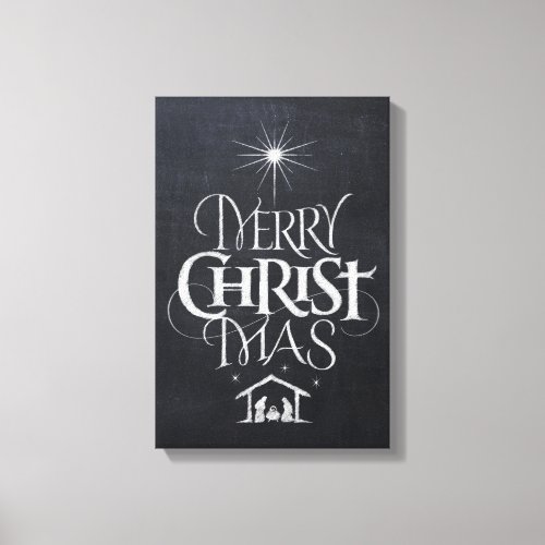 Merry Christ Mas Christian Christmas Black Chalk Canvas Print