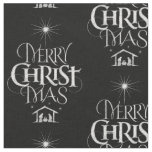 Merry Christ Mas Christian Christmas Black Chalk Fabric