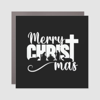 Merry Christ Mas Christian Christmas Jesus Christm Car Magnet