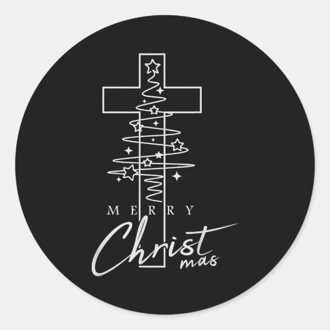 Merry Christ Mas Christian Christmas Jesus Christm Classic Round Sticker (Front)