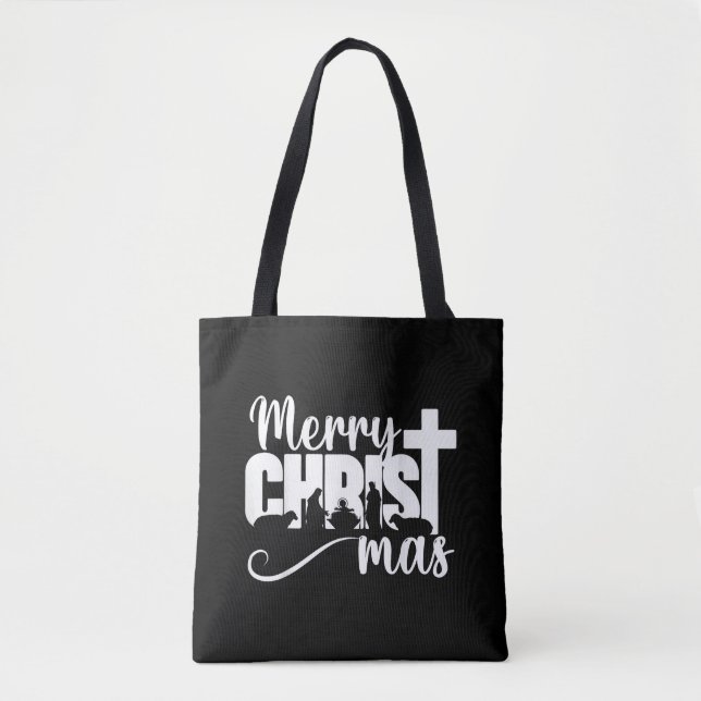 Merry Christ Mas Christian Christmas Jesus Christm Tote Bag (Front)