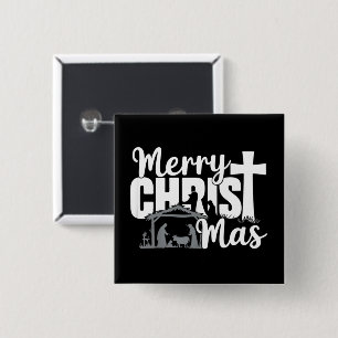 Merry Christ Mas Christian Christmas Jesus Family  Button