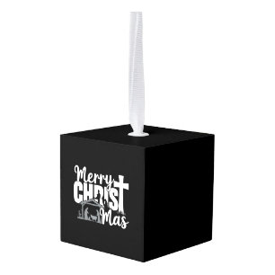 Merry Christ Mas Christian Christmas Jesus Family Cube Ornament