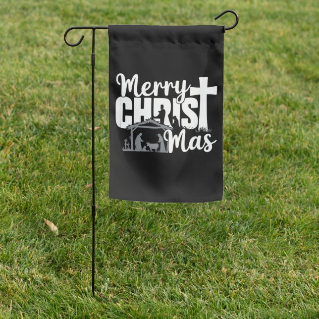 Merry Christ Mas Christian Christmas Jesus Family  Garden Flag (In SItu)