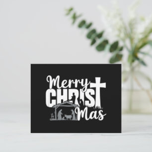 Merry Christ Mas Christian Christmas Jesus Family Holiday Postcard
