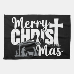 Merry Christ Mas Christian Christmas Jesus Family Kitchen Towel