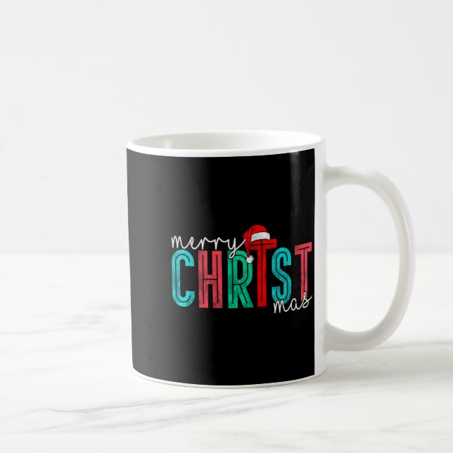 Merry Christ Mas Christian God Matching Christmas  Coffee Mug (Right)