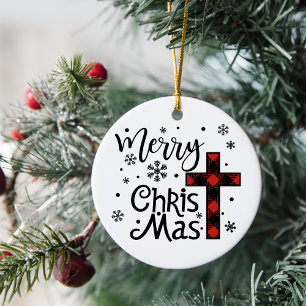 Merry Christ Mas Christian Religious Christmas Ceramic Ornament