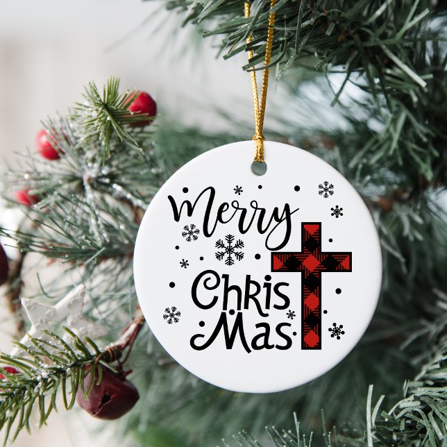 Merry Christ Mas Christian Religious Christmas Ceramic Ornament (Creator Uploaded)