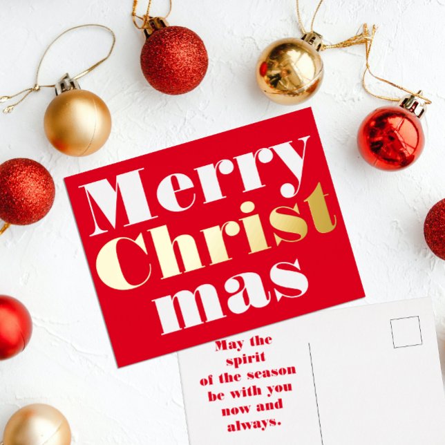 Merry Christ mas Foil Holiday Postcard (Creator Uploaded)