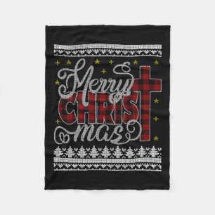 Merry Christ Mas Jesus Christian Pajamas Ugly Chri Fleece Blanket