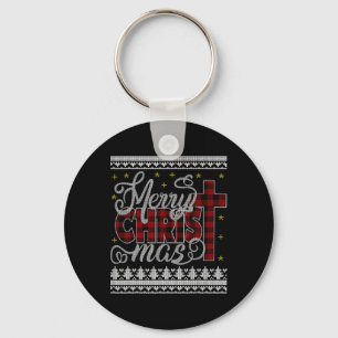 Merry Christ Mas Jesus Christian Pajamas Ugly Chri Keychain
