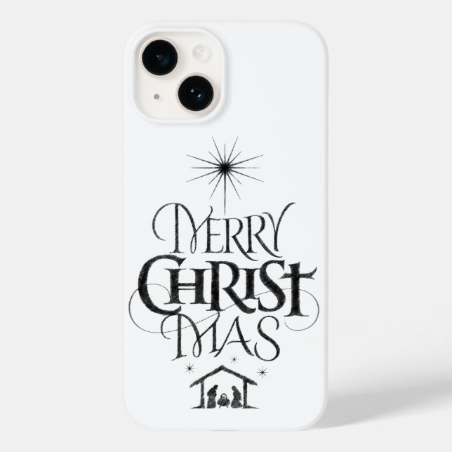 Merry Christ Mas Religious Christmas Calligraphy C Case-Mate iPhone Case (Back)