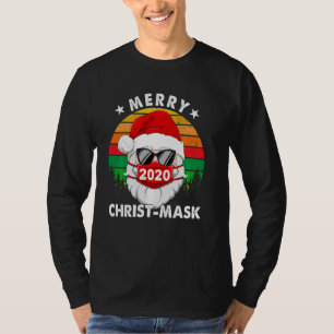 Merry Christ Mask 2020 Santa Face Mask Pajamas Fam T-Shirt