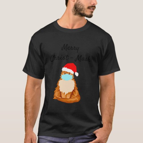 Merry Christ_Mask Funny Persian Cat Wear Mask Cool T_Shirt
