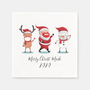 Merry Christ Mask Quarantine 2020 Santa Reindeer Napkins