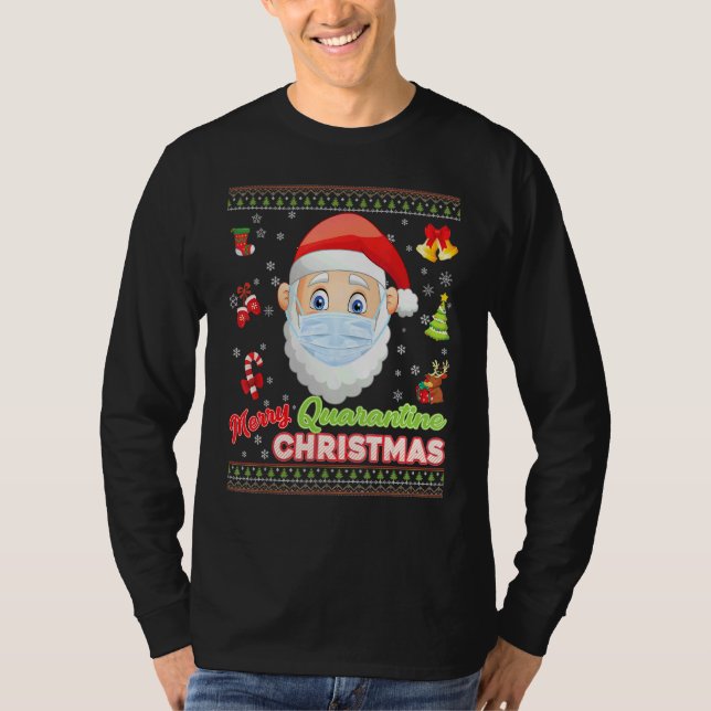 Merry Christ Mask Santa Elf Face Mask Christmas Ug T-Shirt (Front)