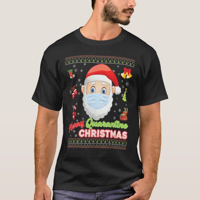 Merry Christ Mask Santa Elf Face Mask Christmas Ug T-Shirt (Front)