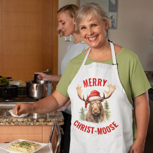 Merry Christ-moose Funny Christmas Moose Apron