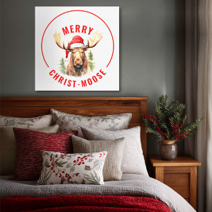 Merry Christ-moose Funny Christmas Moose Canvas Print