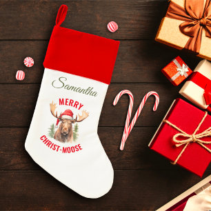 Merry Christ-moose Funny Christmas Moose Christmas Stocking
