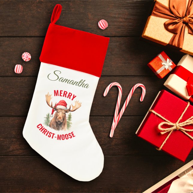 Merry Christ-moose Funny Christmas Moose Christmas Stocking (Creator Uploaded)