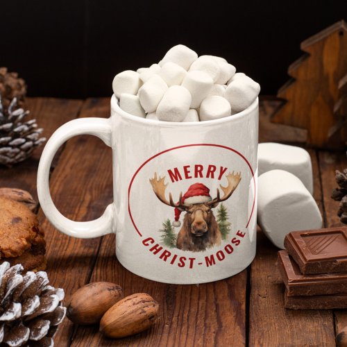 Merry Christ_moose Funny Christmas Moose Coffee Mug