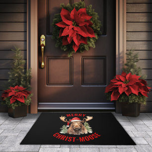 Merry Christ-moose Funny Christmas Moose Doormat