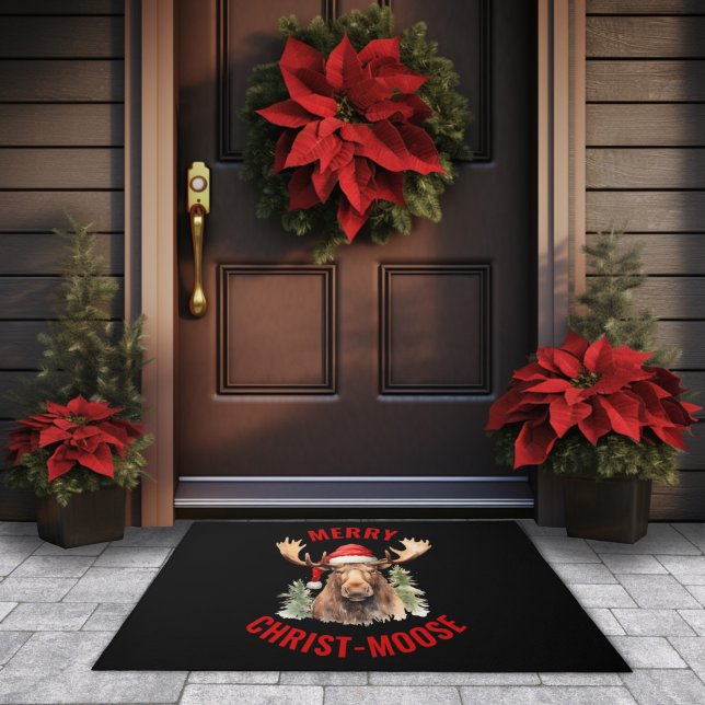 Merry Christ-moose Funny Christmas Moose Doormat (Creator Uploaded)