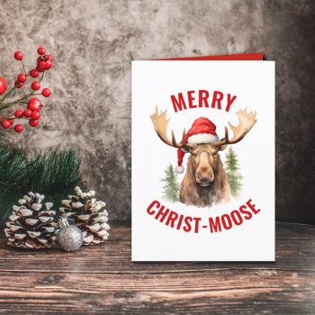 Merry Christ-moose Funny Christmas Moose Holiday Card by Smoky_Mountain_Paper at Zazzle