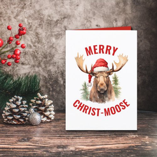 Merry Christ_moose Funny Christmas Moose Holiday Card