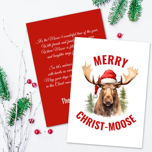 Merry Christ-moose Funny Christmas Moose Holiday Card (Creator Uploaded)