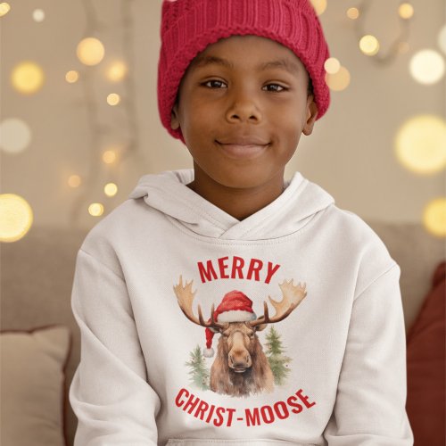 Merry Christ_moose Funny Christmas Moose Hoodie