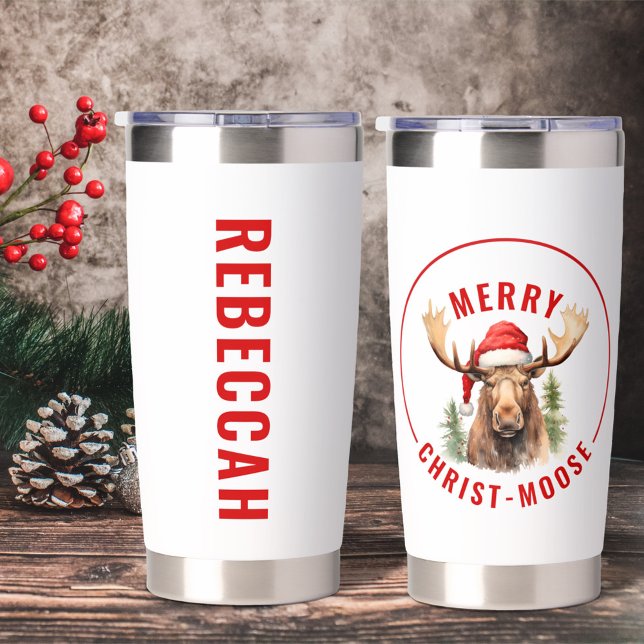 Merry Christ-moose Funny Christmas Moose Insulated Tumbler (Creator Uploaded)