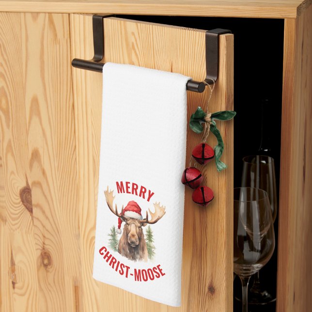 Merry Christ-moose Funny Christmas Moose Kitchen Towel (Creator Uploaded)