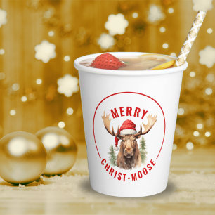Merry Christ-moose Funny Christmas Moose Paper Cups