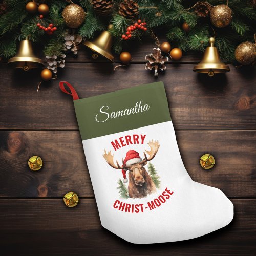 Merry Christ_moose Funny Christmas Moose Small Christmas Stocking