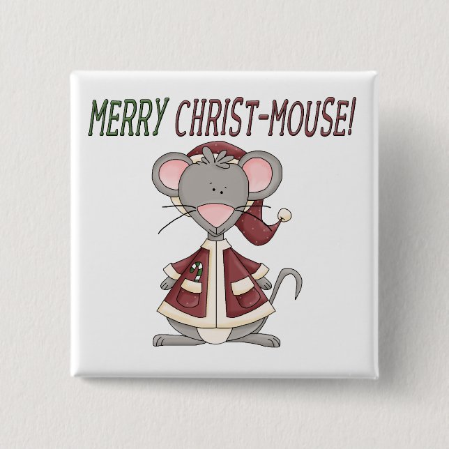 Merry Christ-Mouse T-shirts and Gifts Pinback Button (Front)