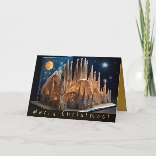 Merry Christams Faux Pop_up Sagrada Famlia GC Holiday Card