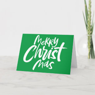 Merry Christian Christmas Lettering Jesus Christ Holiday Card