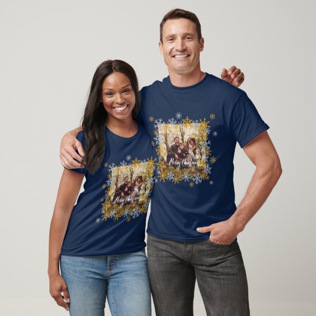 Merry Christma Family Photo Snow Flakes T-shirts (Unisex)